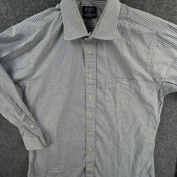 Gitman Bros Long Sleeve Button Up Shirt Men Cotton Blue Yellow Plaid 16.5 33 - Picture 2 of 13